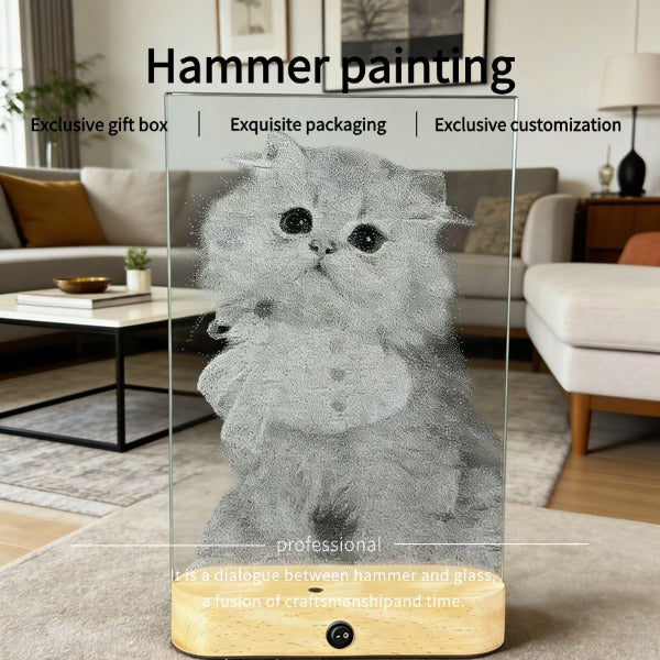 Handmade Glass Cat  Art