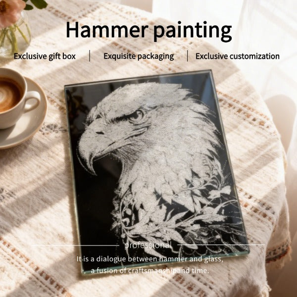 Black Glass Hammered Eagle Art