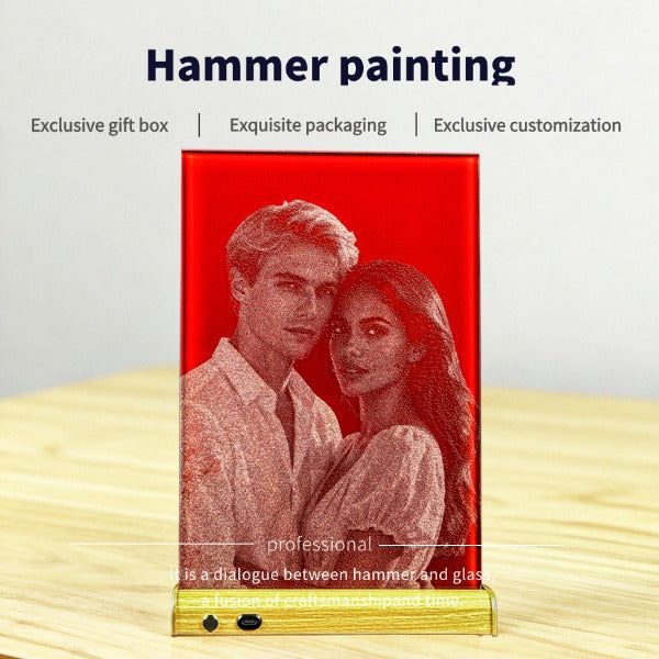 Exclusive Custom! Crimson Glass Dot-Art Portrait – Bold Hues, Dazzling Detail, Eye-Catching Glow!