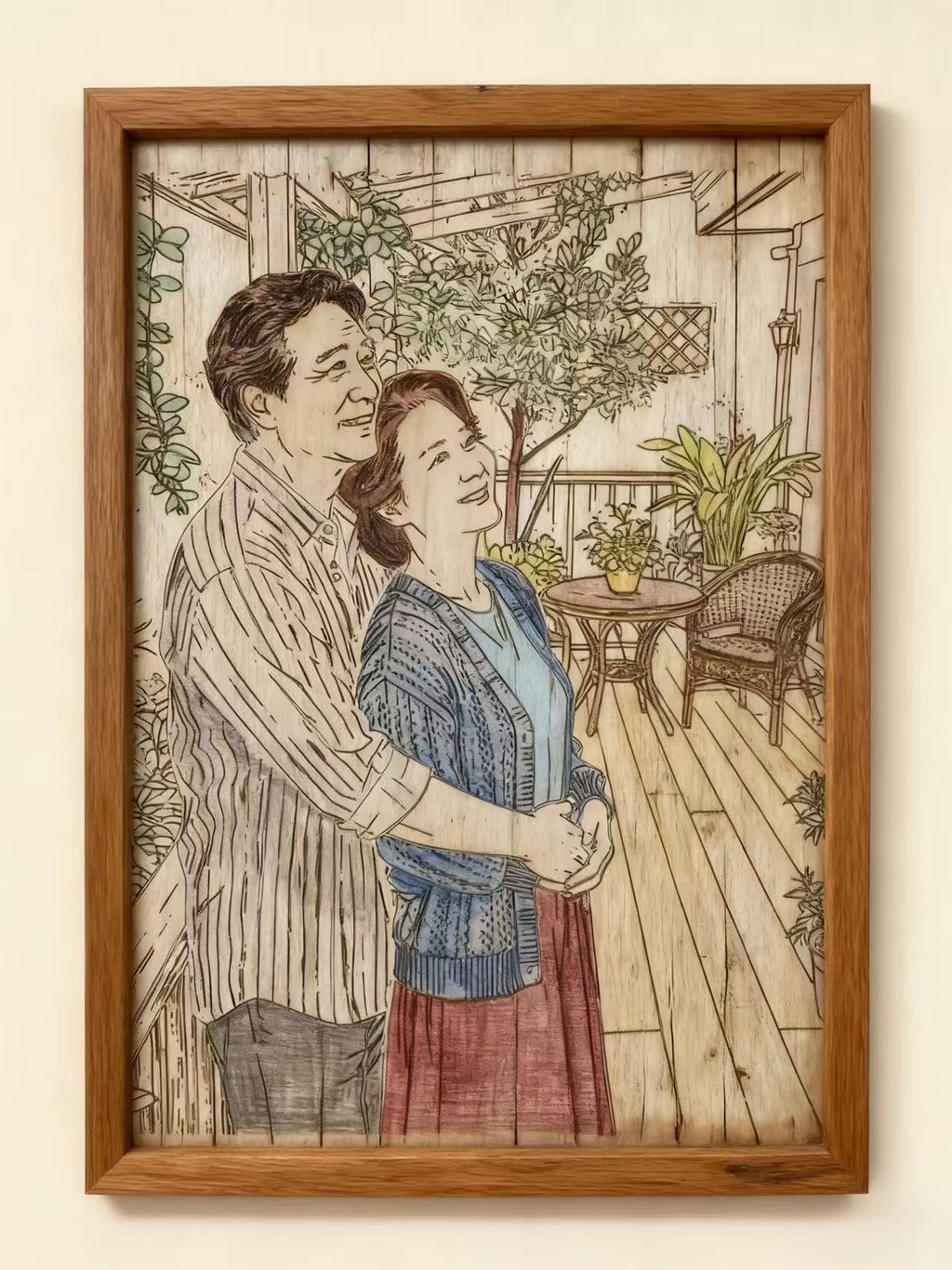 Solid Wood Realistic Portrait Wooden Painting, Home Decor, Customizable