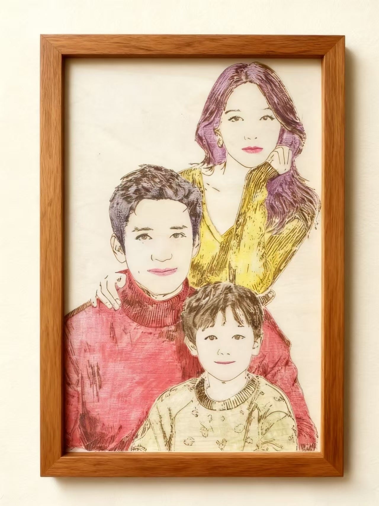 Solid Wood Realistic Portrait Wooden Painting, Home Decor, Customizable